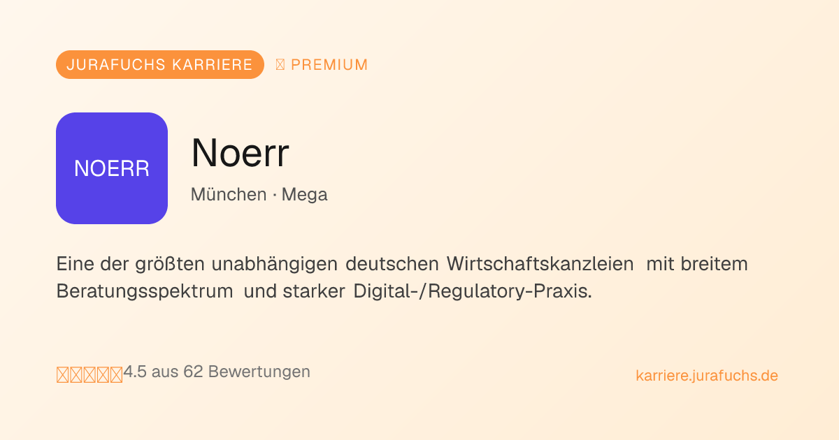 Noerr – Profil, Bewertungen & Stellen | Jurafuchs Karriereportal